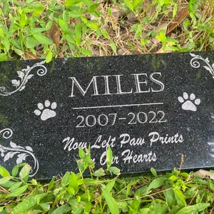 Pet Memorial Stone Dog, Personalized Engraved Dog Cat Memorial Stone, Granite Stone Pet Grave, Granite Pet Headstone, Dog Cat Grave Stone