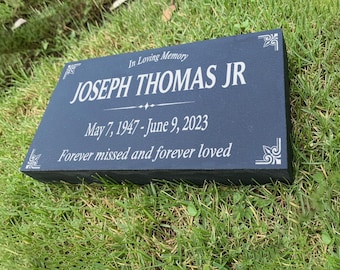 Memorial Stone Gray Slate for Mom Dad, Personalized Memorial Gray Slate Grave Marker Headstone, Gray Slate Thick Stone