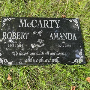 Custom Mom And Dad Memorial Stone, Personalized In Loving Memory Memorial Stone, Customized Family Engraved Granite Yard Garden Stone Plaque