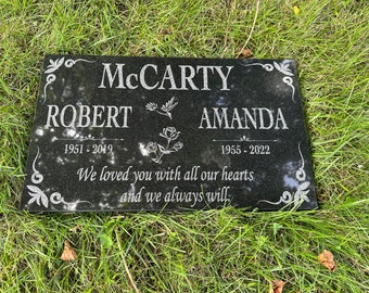Custom Mom And Dad Memorial Stone, Personalized In Loving Memory Memorial Stone, Customized Family Engraved Granite Yard Garden Stone Plaque