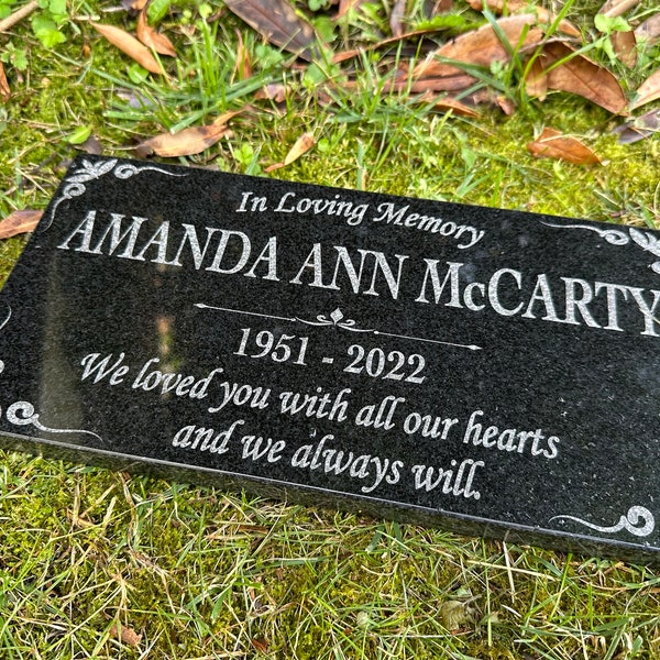 Memorial Stone, Custom In Loving Memory Stone, Memorial Plaque, Customized Engraved Granite Stone, Engraved Head Stone, Granite Grave Stone