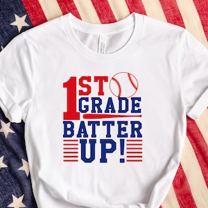 1st grade batter up, 1st grade back to school shirt, First day of 1st grade, Baseball back to school, 1st grade baseball shirt, Batter Up