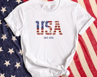 Camisa de EE. UU. est 1776, camisa del 4 de julio, camisa de América EST 1776, camisa del día de la independencia, camisa de EE. UU., camisa de 1776, camisa retro del 4 de julio, retro 1776