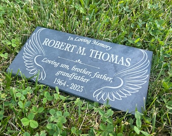 Custom Memorial Angel Wings Jesus Christ Stone Personalized Garden Angels God Indoor Outdoor Yard Grave Engraved Slate Headstone Marker