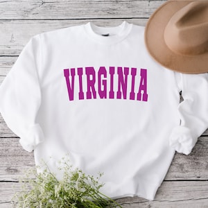 Virginia State Sweatshirt, Virginia Gift, 90&#39;s Sweatshirt, Virginia Varsity Sweatshirt, Vintage Virginia Sweatshirt, State Sweatshirt