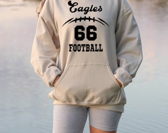 Custom Number Team Hoodie, Football Mom Custom Hoodie, Football Hoodie Gift, Highschool College Football Hoodie, Gift Hoodie Football Mom