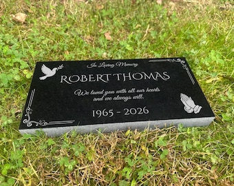 Memorial Stone for Mom Dad, Personalized In Loving Memory Memorial Stone, Loved Ones Memorial Plaque, Customized Engraved Thick Granite
