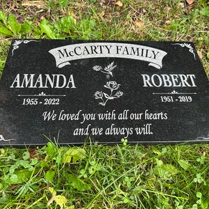 Custom Memorial Granite Thick Stone 18x12, 12x24 inches Memorial Grave Marker Headstone Garden Marker Cemetery Standard Tombstone