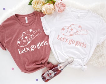 Let es Go Mädchen Junggesellinnenabzug Party Shirts, Team Bride Shirts, Bridesmaid Party Group Shirt, Braut Party Shirt, Mädchen Trip, Cowgirl Shirts
