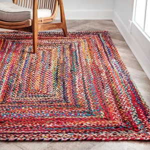 Oval Hand Braided Chindi Rug Runner Hand Woven Recycled Cotton