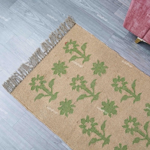 Handwoven Wool Jute Kilim Runner Rug: Traditional Indian Decor