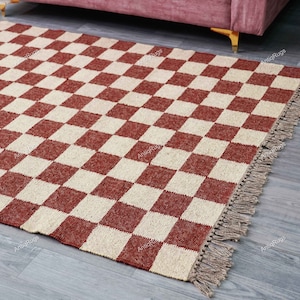 Handwoven Wool Jute Kilim Rug: Traditional Indian Dhurrie