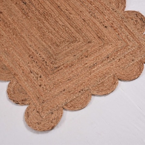 Scalloped Runner Rug, Jute Scallop Rug, Jute Runner Rug, Natural Jute Rug, Hallway Runner Rug, Runner Custom Rug, Custom Size Rug