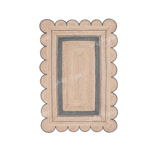 Scalloped Runner Rug, Jute Scallop Rug, Jute Runner Rug, Natural Jute Rug, Hallway Runner Rug, Runner Custom Rug, Custom Size Rug