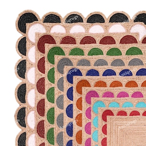 Carpette en jute festonnée : décoration d&#39;intérieur bohème en fibre naturelle