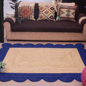 Scalloped Jute Rug, Scallop Jute Rug,  Scalloped Rug, Natural Jute Rug, Bohemian Rug, Boho Area Rug, Handwoven Jute Rug, Custom Rug