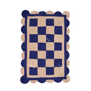 Tapis festonné en jute tressé à la main : tapis bohème