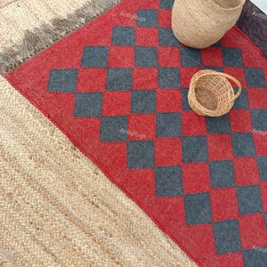 Handwoven Wool Jute Kilim Runner Rug: Oriental Geometric Design