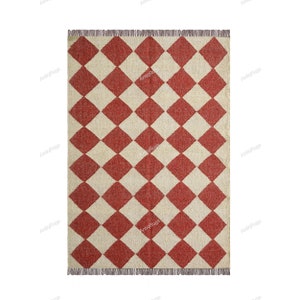 Handwoven Wool Jute Kilim Rug: Traditional Indian Dhurrie