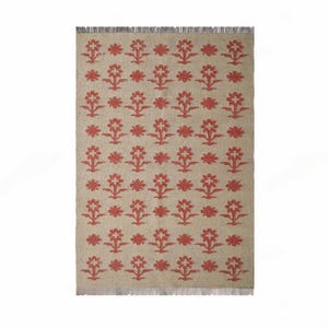 Handwoven Wool Jute Kilim Rug: Bohemian Indian Dhurrie
