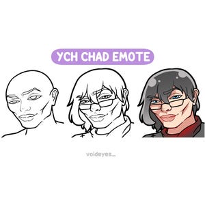 May include: A black and white line drawing of a person with a neutral expression, a black and white line drawing of a person with a neutral expression wearing glasses, and a color drawing of a person with a neutral expression wearing glasses and a red shirt.