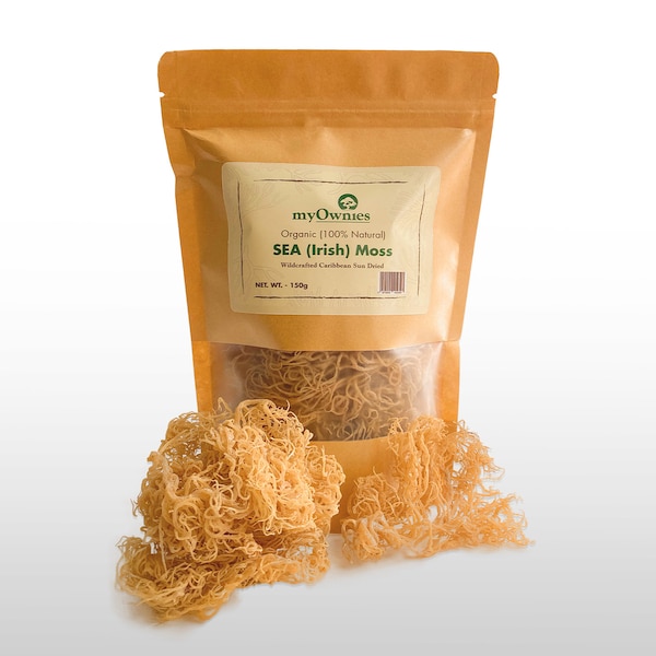 Dr. Sebi Grade Organic Raw Irish Sea Moss Wildcrafted |Gold |Caribbean| Sun Dried | Non-GMO and Vegan, Superfood, 100g