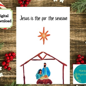 Jesus é a razão da estação, Cartão de férias, Cartão de Natal, Cartão para impressão, Cartão digital, Cartão dobrável,