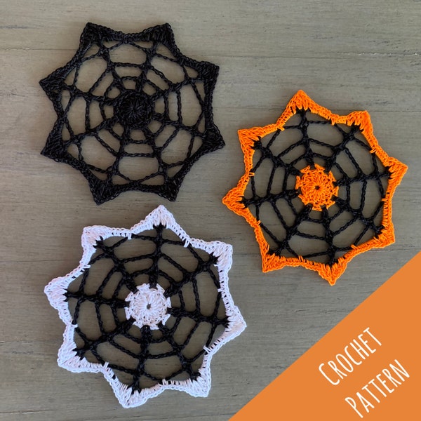 PATTERN Crochet Small Spiderweb Doily or Coaster