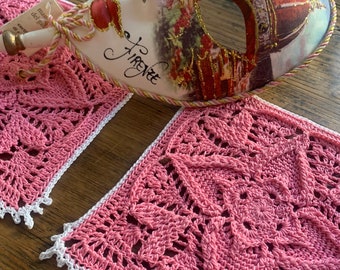 Sweetheart Square Crocheted Doilies (Set of 2)