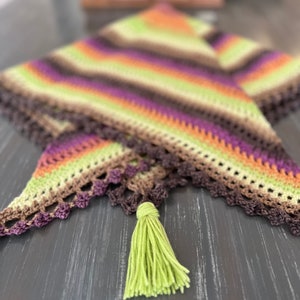 Taiga-Royal Starling Crocheted Triangle Scarf
