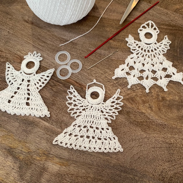 PATTERN: Crocheted Christmas Angel Tree Ornaments