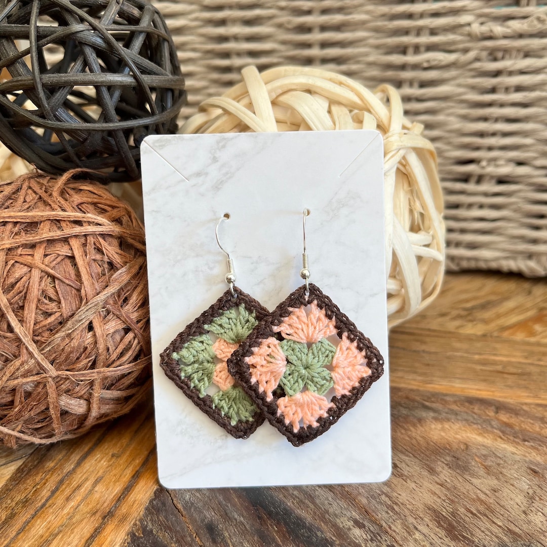 Crocheted Granny Square Earrings - Etsy
