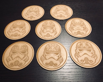 Sottobicchieri in legno di Star Wars Storm Trooper Set di sottobicchieri in legno Regalo per gli appassionati di Star Wars di fantascienza