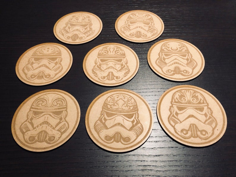 Star Wars Storm Trooper Wooden Coasters Wood Coaster Set Sci-Fi Star Wars Enthusiast Gift image 1