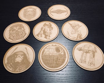 Star Wars Wooden Coasters Wood Coaster Set Sci-Fi Star Wars Enthusiast Gift