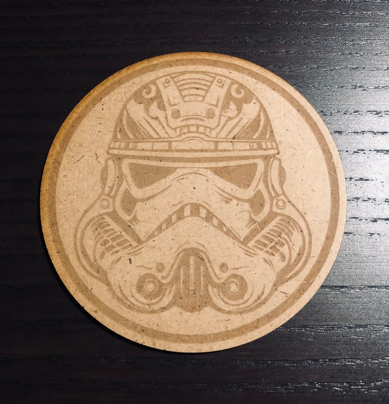 Star Wars Storm Trooper Wooden Coasters Wood Coaster Set Sci-Fi Star Wars Enthusiast Gift image 4