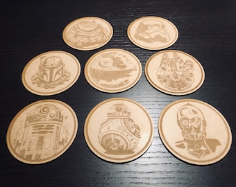 Star Wars Wooden Coasters Wood Coaster Set Sci-Fi Star Wars Enthusiast Gift