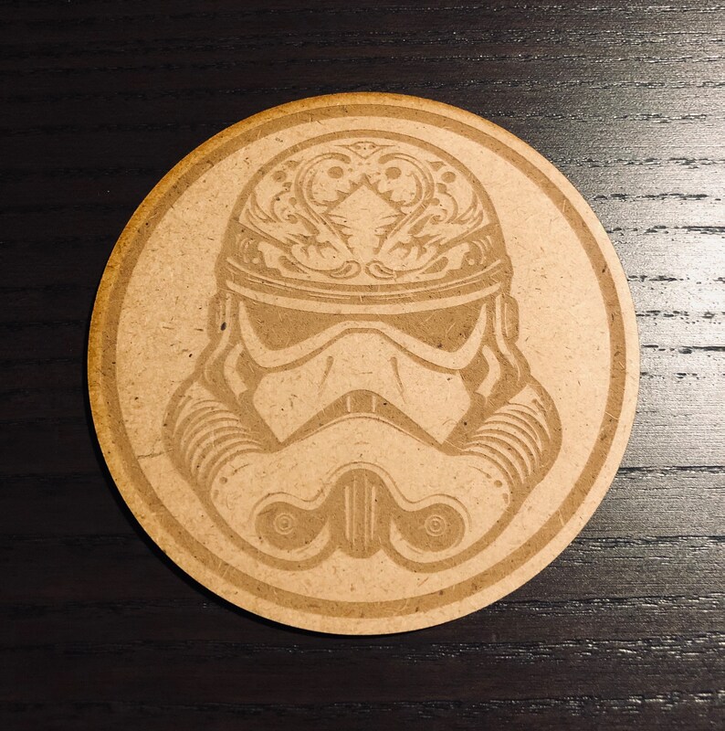 Star Wars Storm Trooper Wooden Coasters Wood Coaster Set Sci-Fi Star Wars Enthusiast Gift image 3