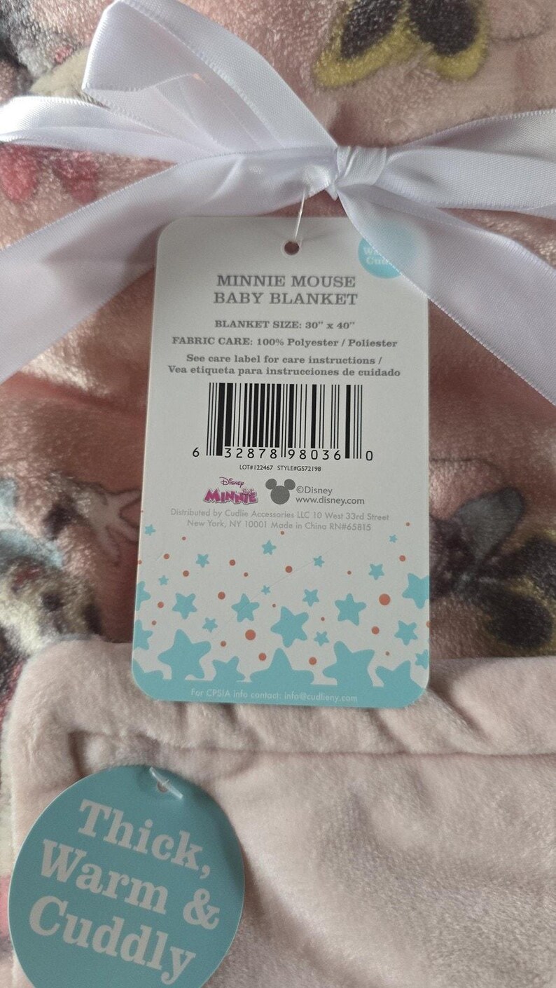 Disney Baby Minnie Mouse Pink Plush Blanket 30x40 Baby Girls Soft Warm Cuddly image 3
