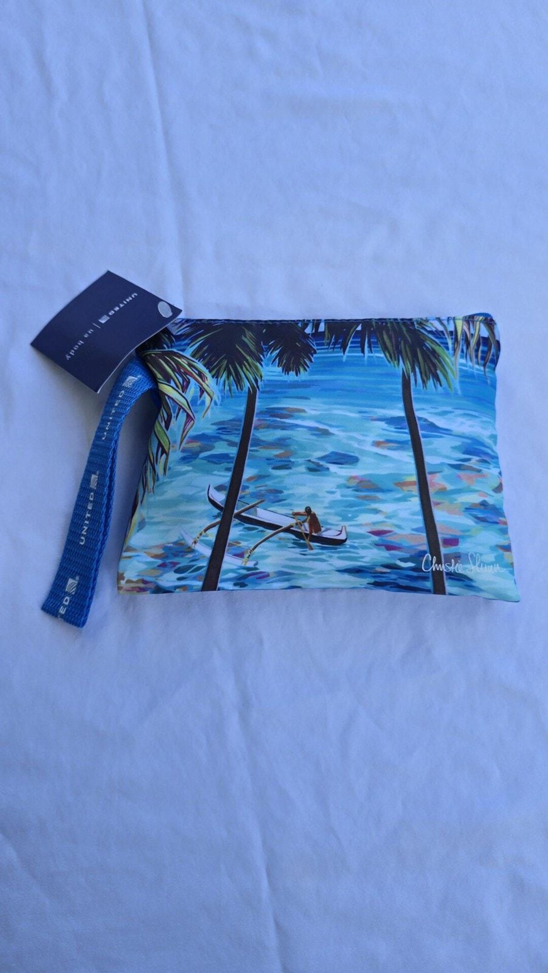 United Hawaii Amenity Kit Christie Shinn Blue Travel Pouch Eye