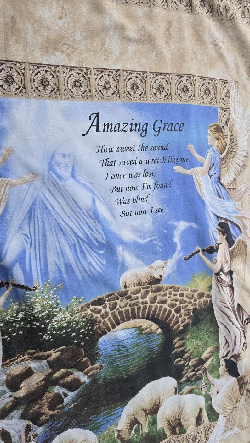 Koc wiszący Springs Industries Amazing Grace Angels Sheep z bawełny zdjęcie 2