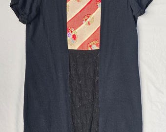 Lauren Michelle Dress Womens Large Black Hawaiian U-Ausschnitt bestickt Panel