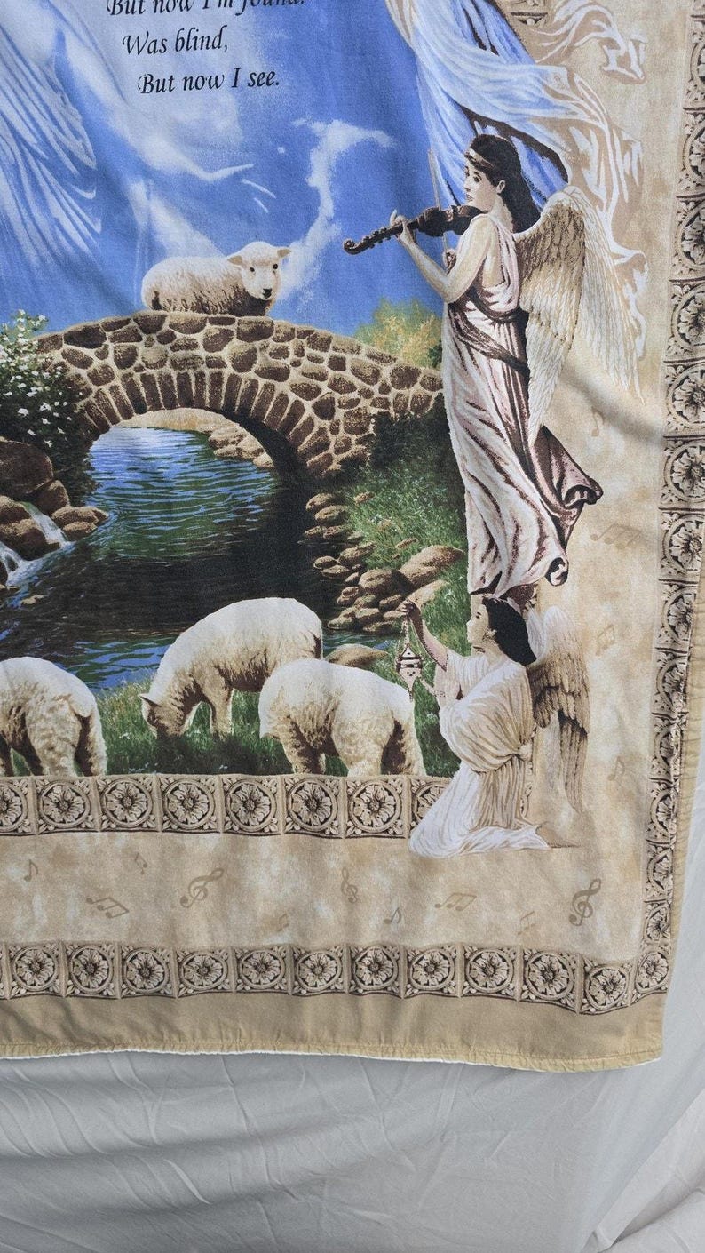 Koc wiszący Springs Industries Amazing Grace Angels Sheep z bawełny zdjęcie 4