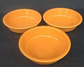 Fiesta Orange Fruit Bowls Set Of 3 Ceramic Round USA Dishwasher Safe Tableware