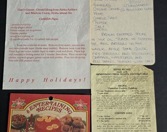 Vintage Hawaii Recipe Ephemera Lot Hari's Kitchen Mendonca McCormick Cards