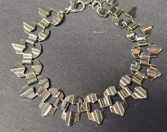 Silver Tone Geometric Link Bracelet Womens Chain Lobster Costume Jewelry 7in