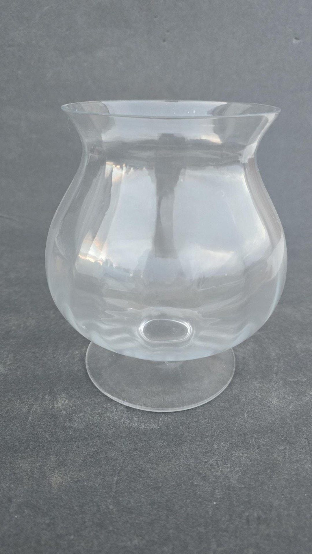 Clear Glass Footed Vase Bulbous Flared Rim Candle Holder Home Decor ...