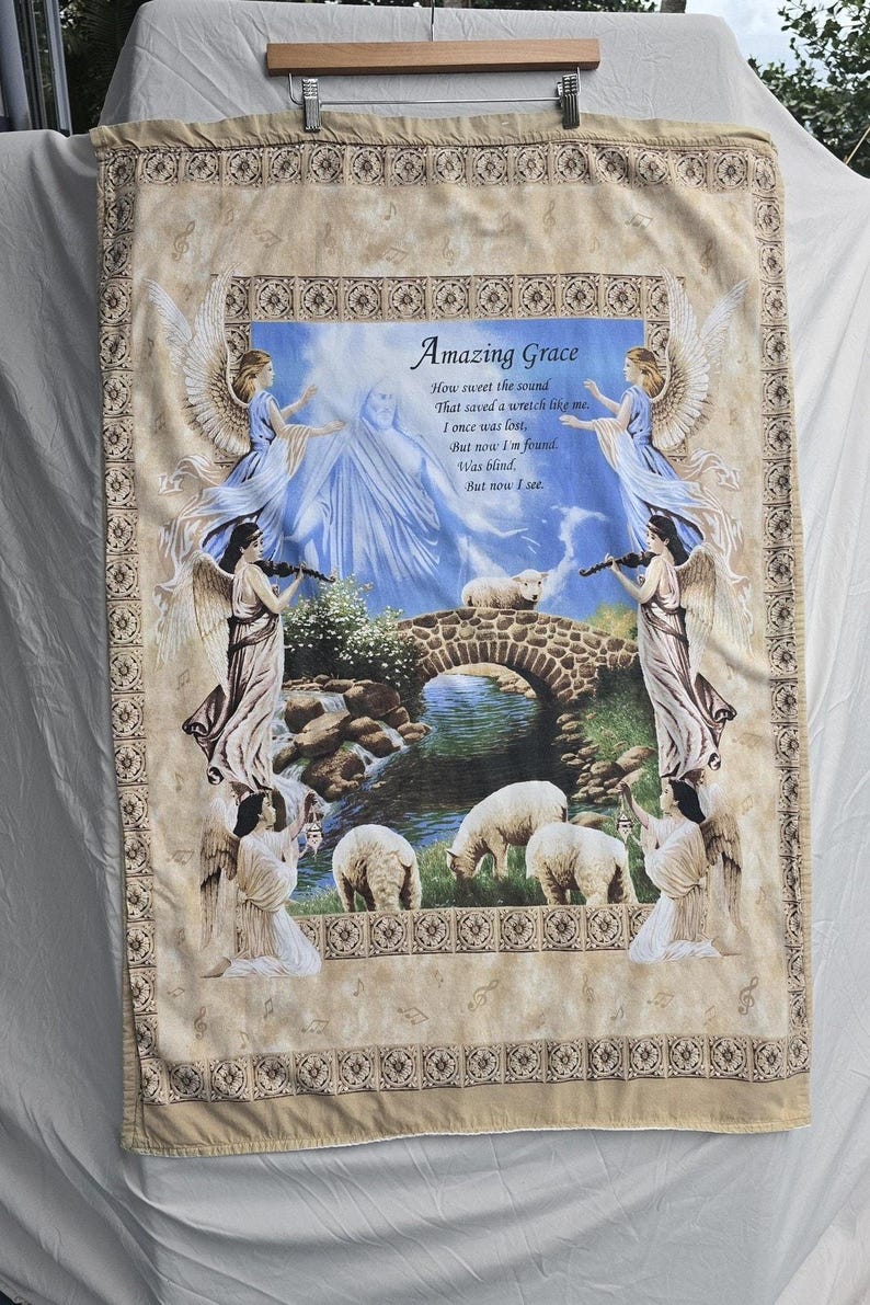 Koc wiszący Springs Industries Amazing Grace Angels Sheep z bawełny zdjęcie 1