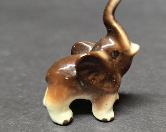 Braun Weiß Porzellan Elefant Figur Kleine Mini Tier Wohnkultur Wildtiere