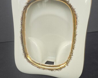 Vintage Photo Frame White Ceramic Gold Trim Wm Rice Japan MCM Decor